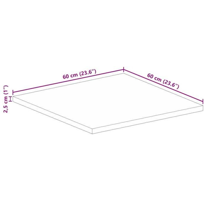 VidaXL Table Top 60x60x2.5 Cm Square Solid Mango Wood, Wooden Table Top, Coffee Table Top, Top of 371596