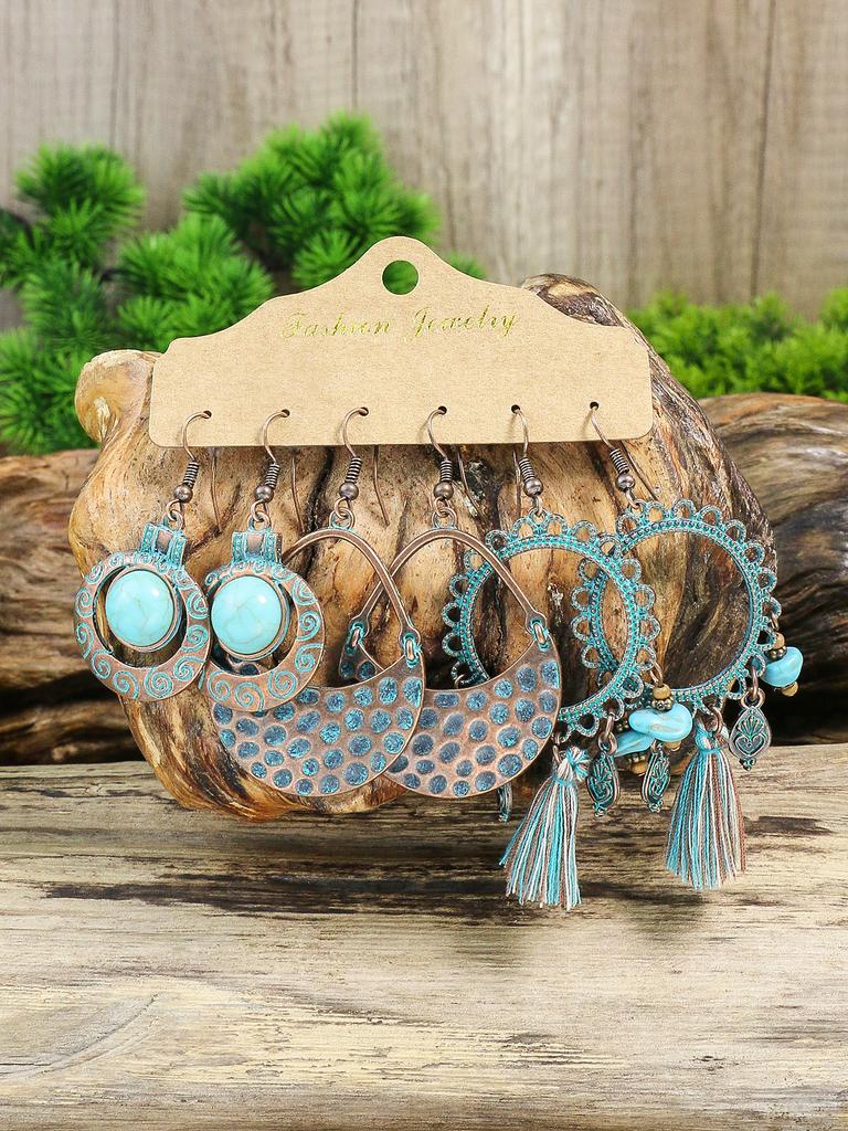Vintage  Metal Dangle Drop Earrings Sets Bundles for Women Sundry Mixed Ethnic Boho Hanging Earring Set Zircon Accessories