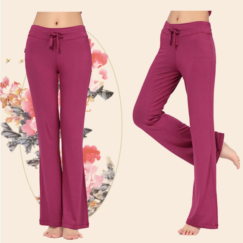 Women Solid Color High Waist Drawstring Wide Leg Long Pants Yoga Dance Trousers Wide Leg For Yoga Running Jogging Gymnastics