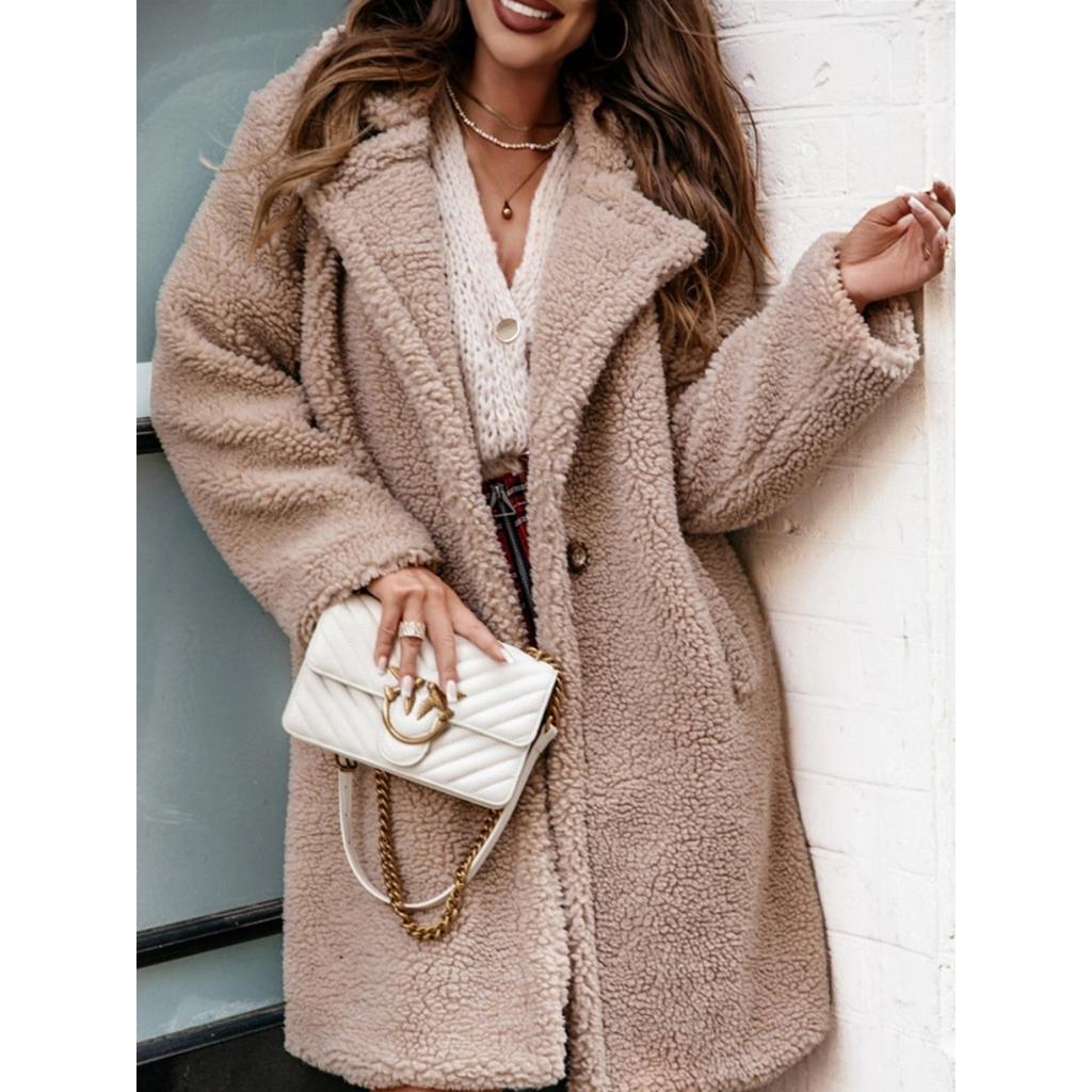 Dámské oblečení, Plyšové, S dlouhým rukávem, S límcem, Ležérní bunda, Top