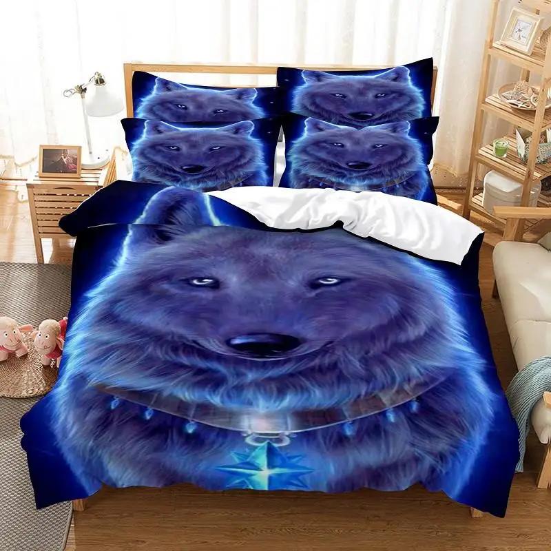 Vlčí povlečení Vlk s mechanickým okem Povlečení pro děti, teenagery, dospělé 3D tisk Queen King Size Polyesterový povlak na přikrývku