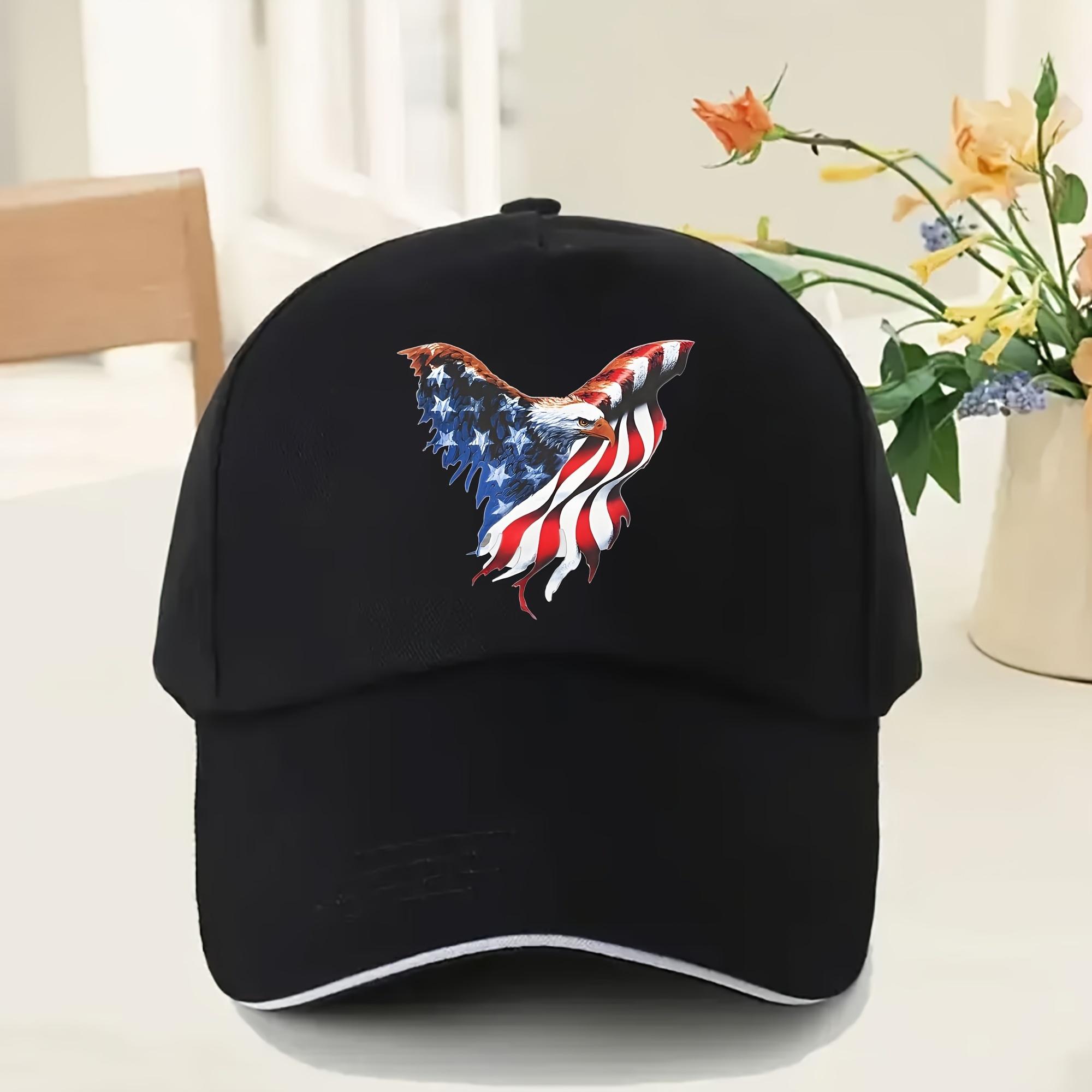 

Кепка для взрослых с принтом орла и флага США, полиэстер, повседневная, регулируемая, защита от солнца, для улицы One Size