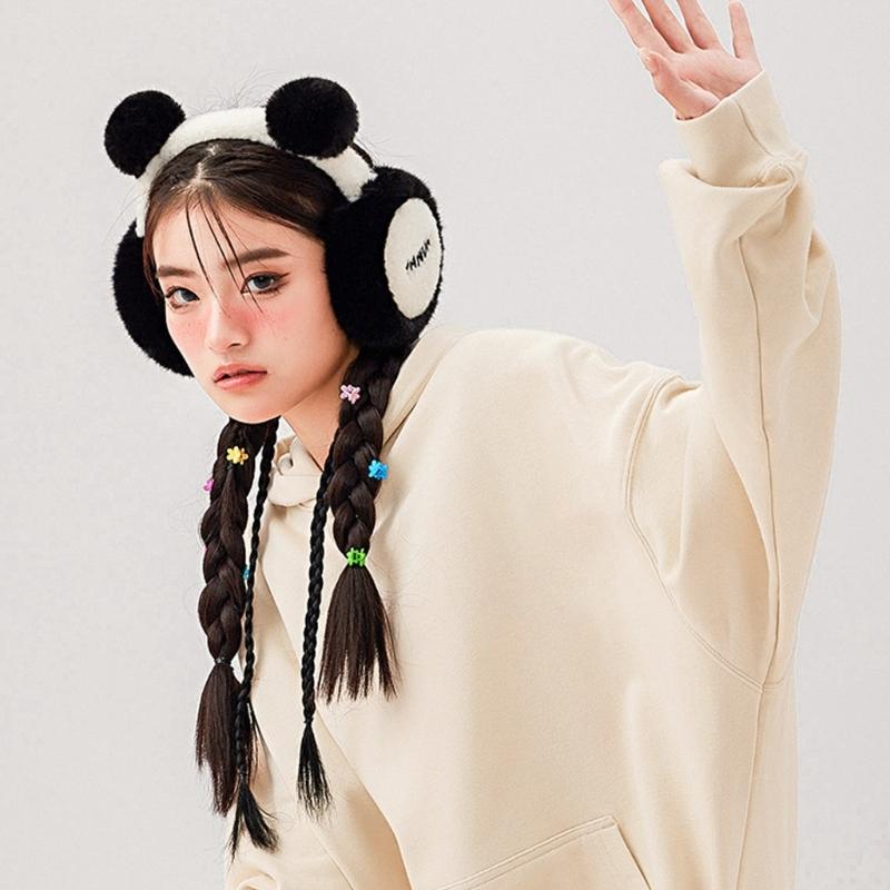 Panda Earmuffs Panda Ear Warmer Foldable Earmuffs Fleece Ear Muffs Headband Panda Ear Muffs Panda Earflap