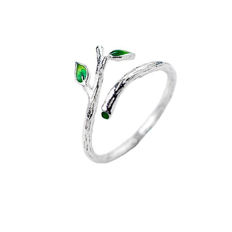 Elegant European Women's Tree Leaf Open Ring