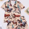 2025 Summer Multi-Color Print Short Sleeve Shorts Homewear Set