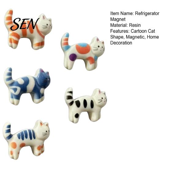 Decorative Fridge Magnets 5Pcs Cartoon Cat Refrigerator Magnet Set, Hand-painted Kitten for Kitchen Gadgets Locker Whiteboard, Decoration Accessories,