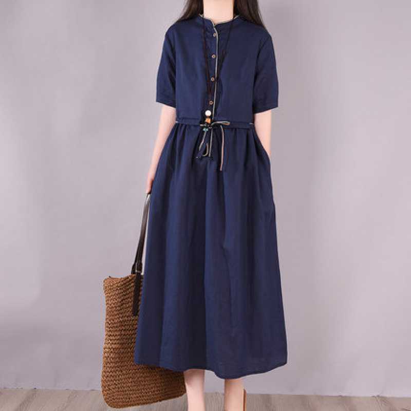 

Summer Lace-up and Cinched-waist Casual Dress XL