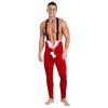 Men's Christmas Cosplay Jumpsuit Plush Ball Zipper with Bowknot Neckband Elastic Strap for Stage