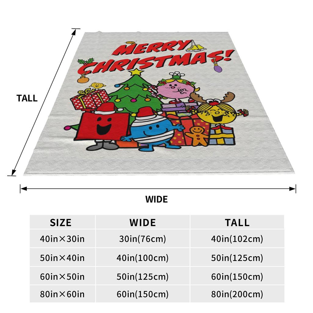 Mr M-Men Cartoon Little M-Miss Fleece Blanket Merry Christmas Awesome Throw Blanket for Bedspread 125*100cm Rug Piece Warm