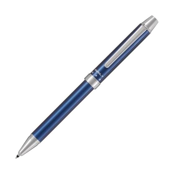 PILOT 2+1 EVOLT Multifunction Ballpoint Pen, Herringbone Blue Black (BTHE150RHBB) - Beautifully Shining Aluminum Body, Black/Red Ballpoint, 0.5mm