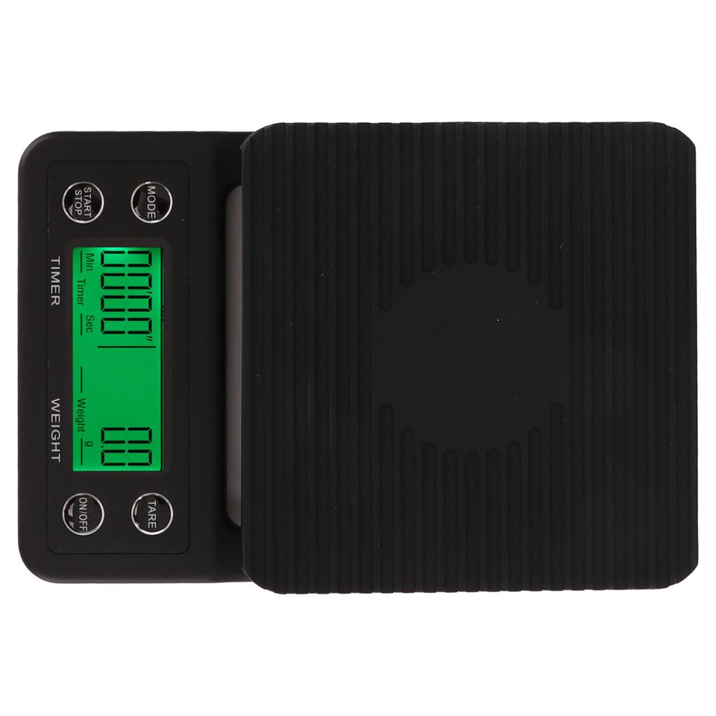 Coffee Scale Timing Multi Units 0.1g Accuracy Portable Electronic Scale with Insulation Pad for Kitchen Outdoor Black