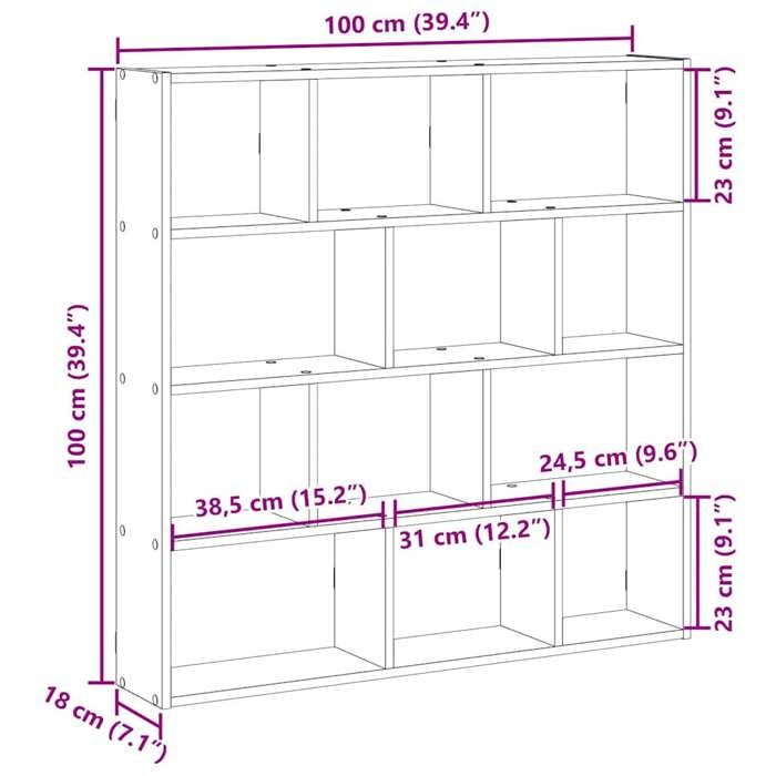 VidaXL Étagère cube murale 12 compartiments sonoma gris 860009