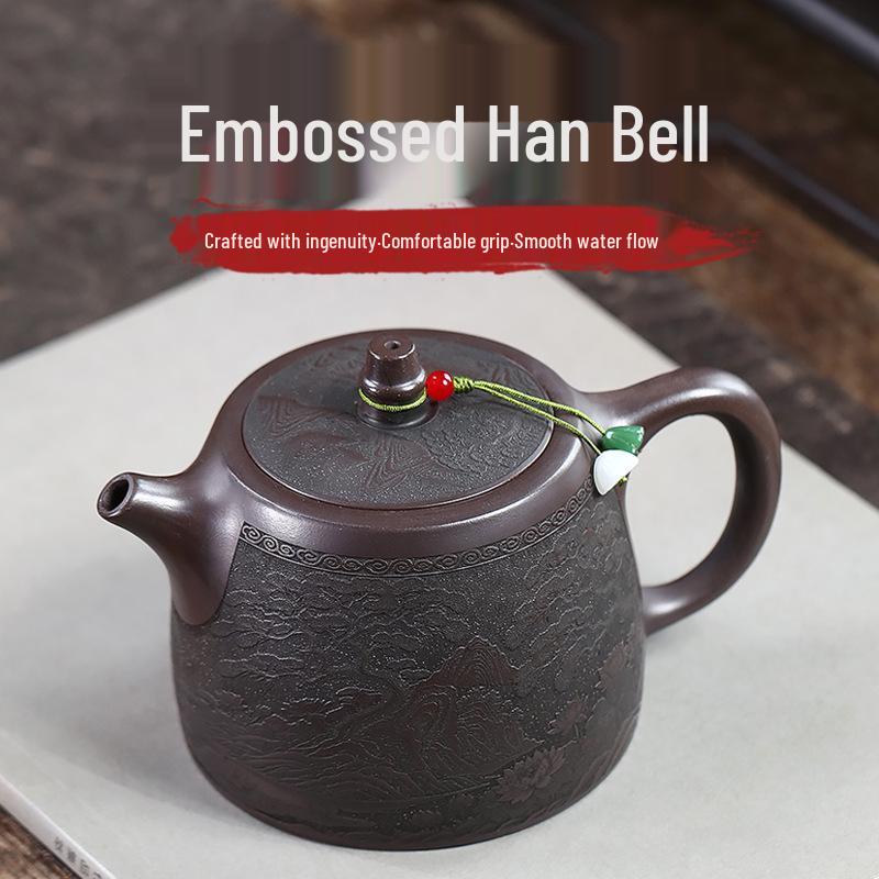 Relief Han Duo Original Ore Yixing Zisha Teapot - Pure Handmade Kung Fu Chinese Teapot