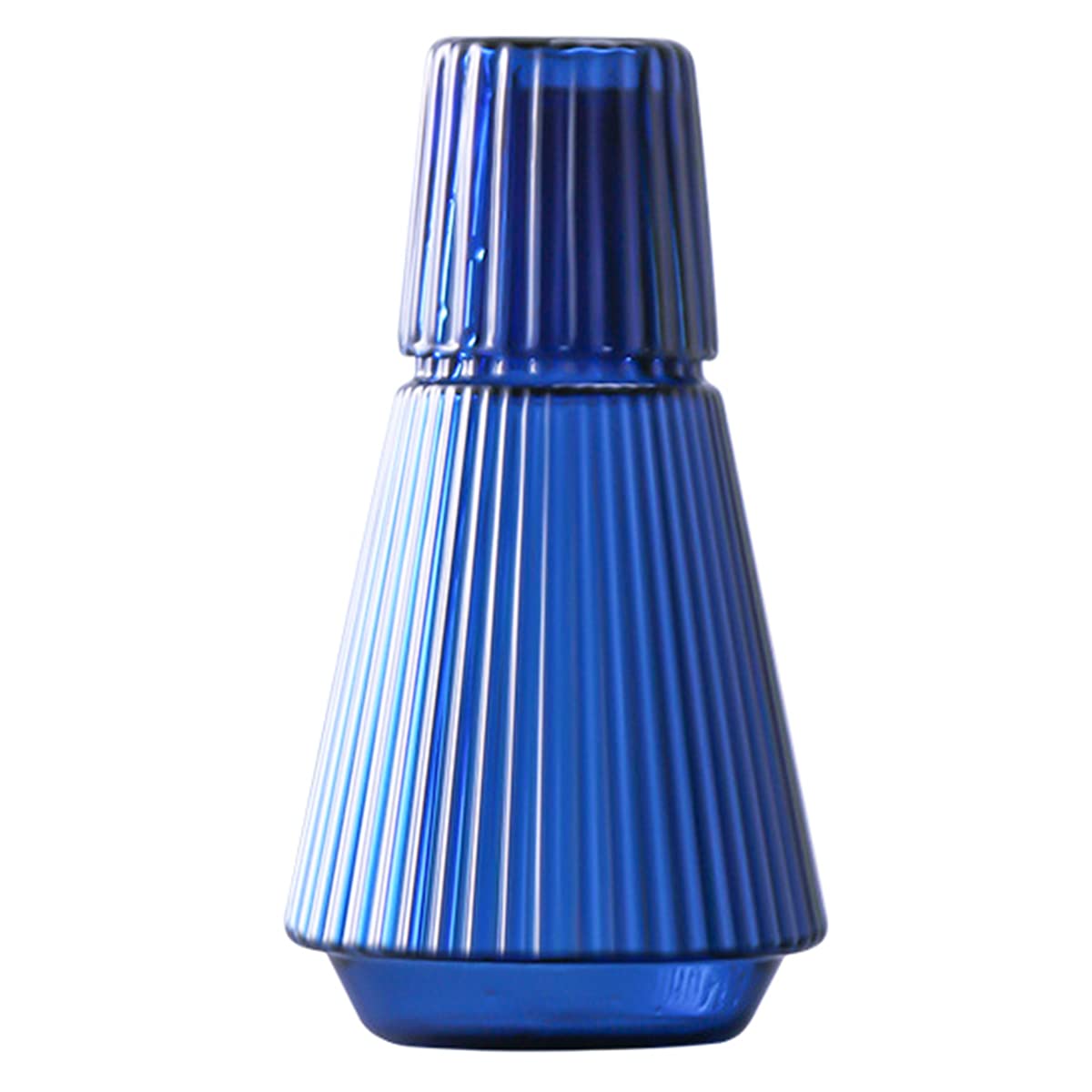 

Классический стеклянный прикроватный ночной графин для воды в полоску на 1000 мл со стеклянным стаканом синий