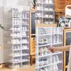 Gjennomsiktig skobokssett Sammenleggbar oppbevaring Plast Gjennomsiktig dør Hjemmeskap Organisering Veske Hyllestabel Engros