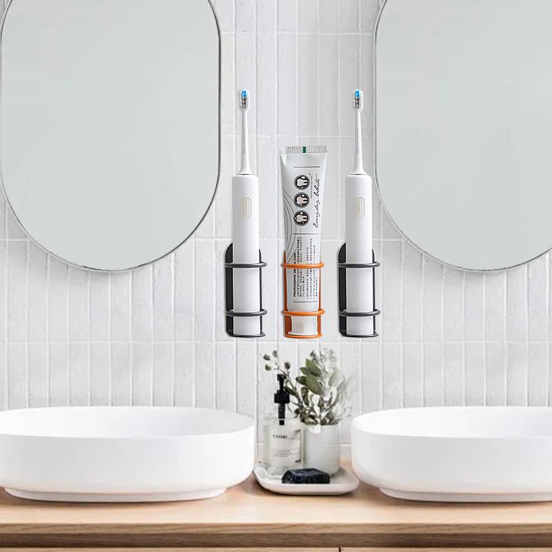 Nástěnný elektrický držák na zubní kartáčky Kovový držák na zubní kartáčky Držák na holicí strojek Úložná police Úspora místa Koupelnové doplňky