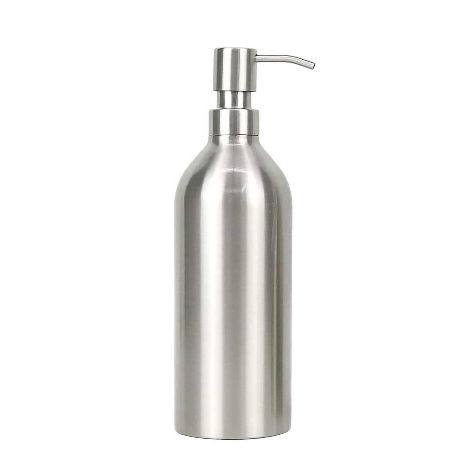 Stainless Steel Refillable Pump Bottle for Cleaning Liquids with Durable Construction Suitable for Kitchen Bathroom and Household Use One Size серебряный