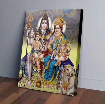 Hindu Elefantengott Tempel Hängeobjekt: Hochauflösende dekorative Leinwandmalerei für Wohnzimmer oder Flur