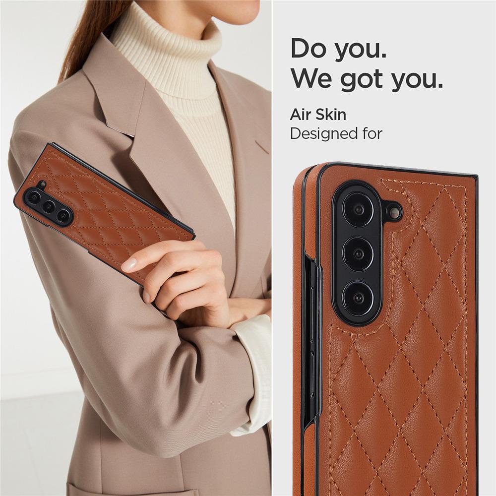 Fashion Rhombic Ultra-thin Leather Phone Case For Samsung Galaxy Z Fold 6 Fold 5 Fold 4 3 Shockproof Cover