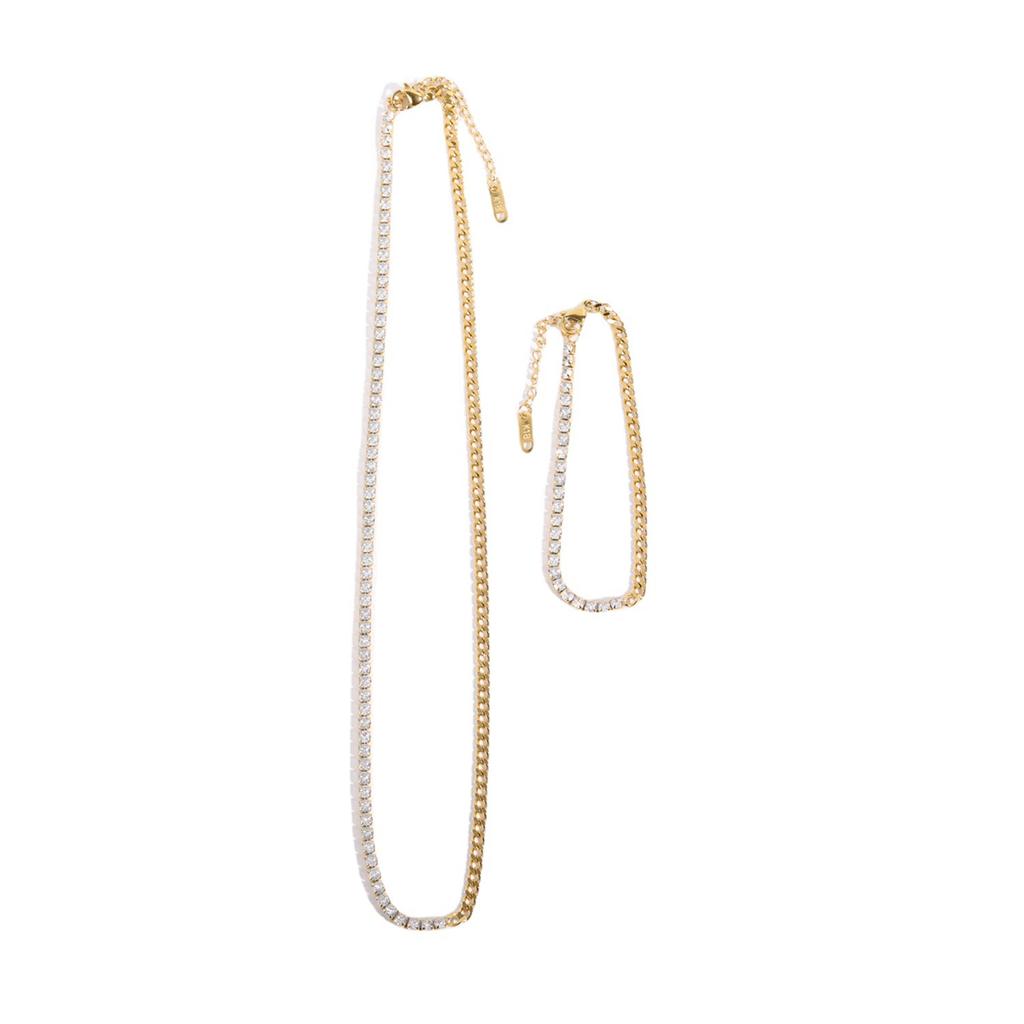 Splicing Titanium Steel Tennis Chains with Multi-layer Stacking and Matching Jewelry Plated with Real Gold