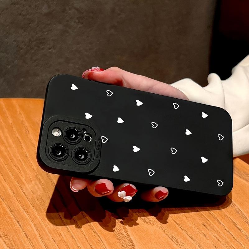 White Heart Soft Phone Case for iPhone 12/13/14/15/16/Pro/ProMax