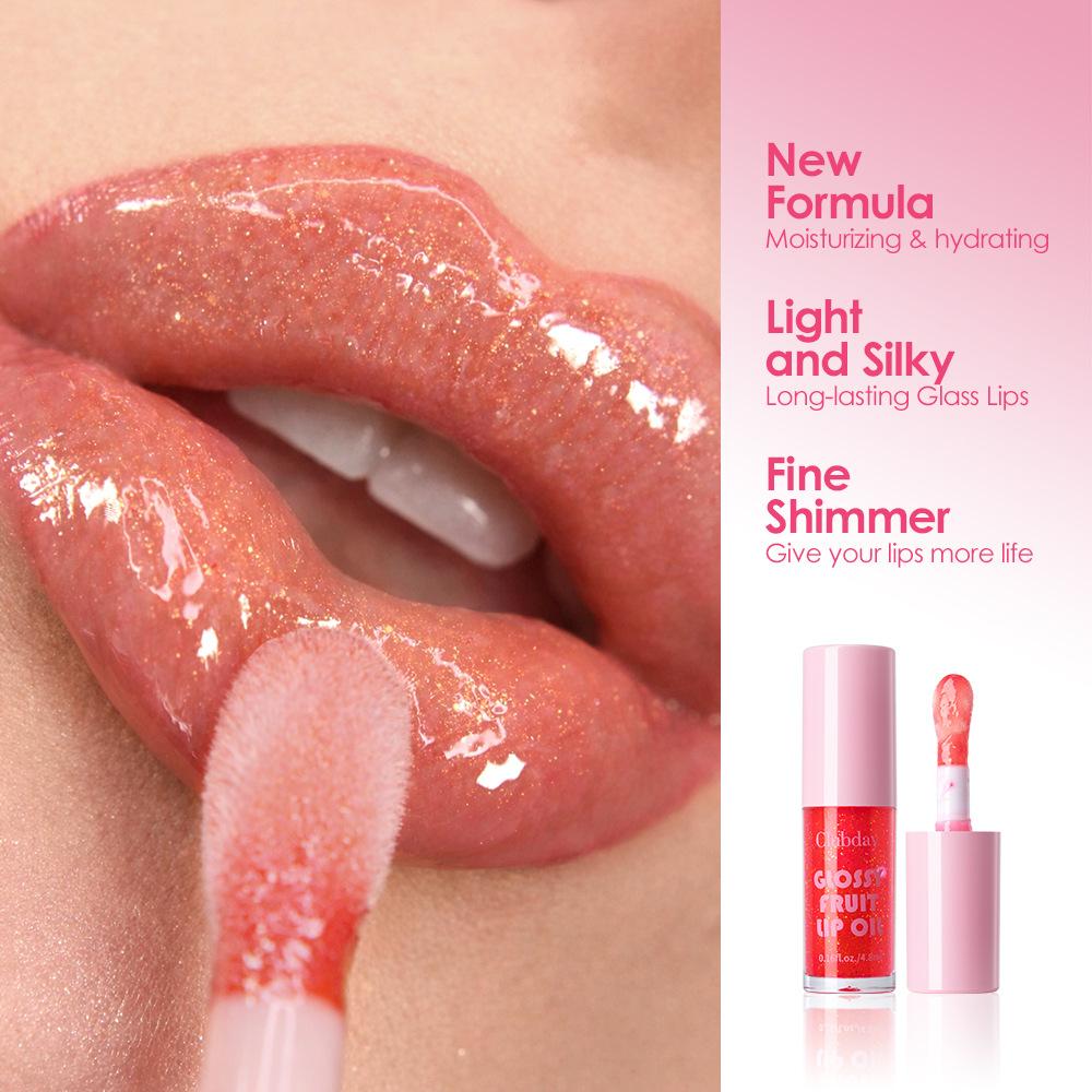 Clubday 6pcs Glossy Fruit Lip Oil Set Shimmery Hydrating Lip Gloss Tint Nourishing Mirror Plumping Liquid Lipstick Makeup Cosmetics Gift