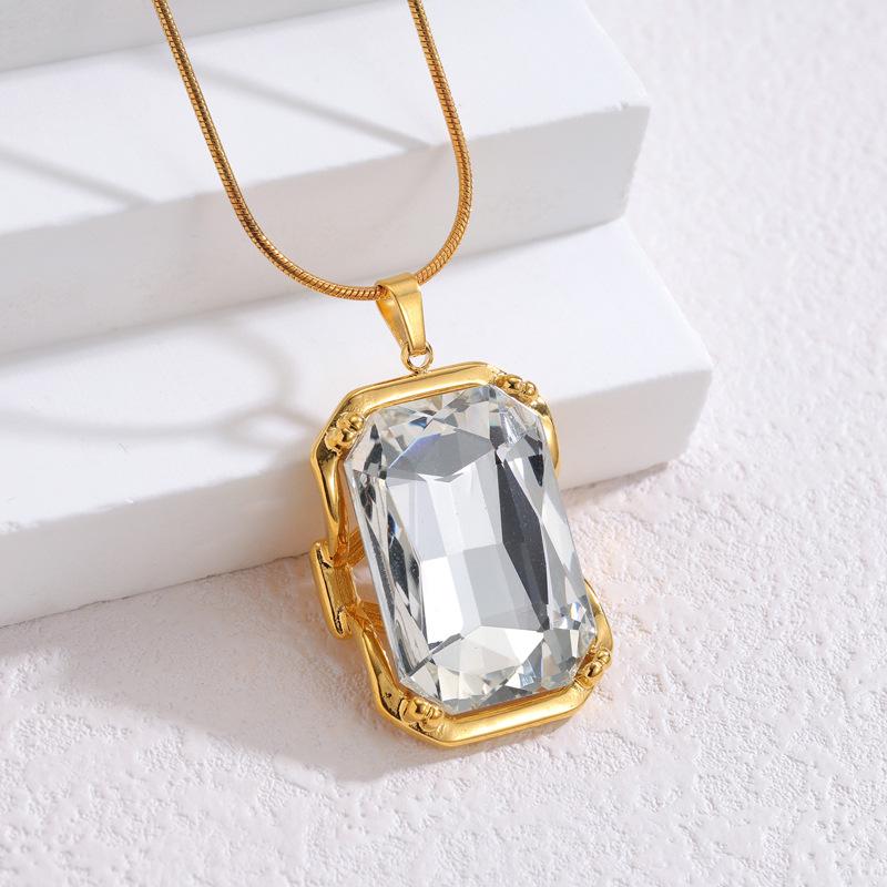 Hot-Selling Geometric Zirconia Square Necklace: European & American Style, Fashionable and Versatile for Autumn/Winter