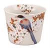 Kutani Ware Iwataya Soba Cup with Mountain Cherry Blossoms and Bird Design, K9-400