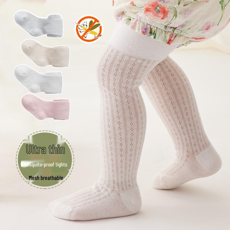 Spring & Summer Baby Girls' Breathable Mesh Four-Leaf Clover Anti-Mosquito Tights