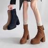 2026 Autumn/Winter New British Style Coarse Heels for Women Wearing High Heels with Skirts and Short Boots
