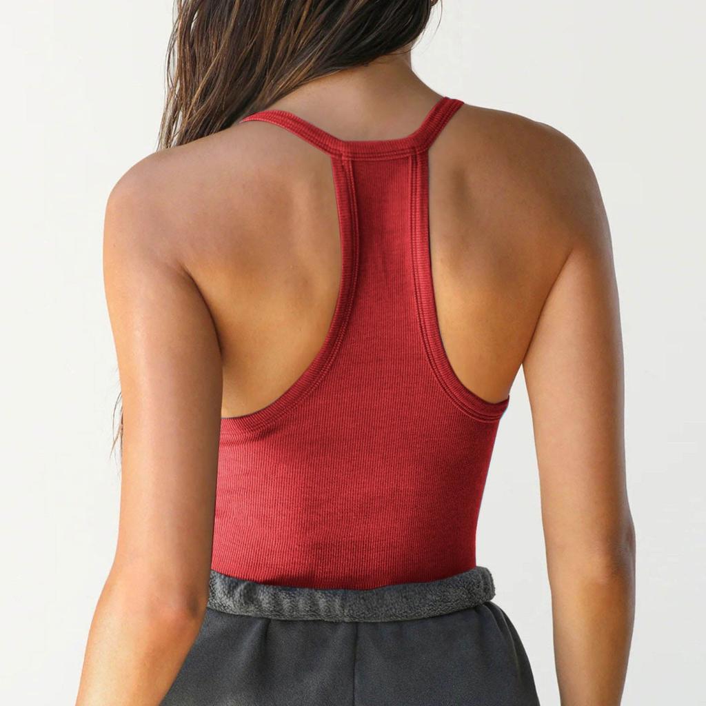 Spring Women's Super Soft Ribbed Knit Tank Top European American Sexy Slim Fitted Top Inner Layering Cami