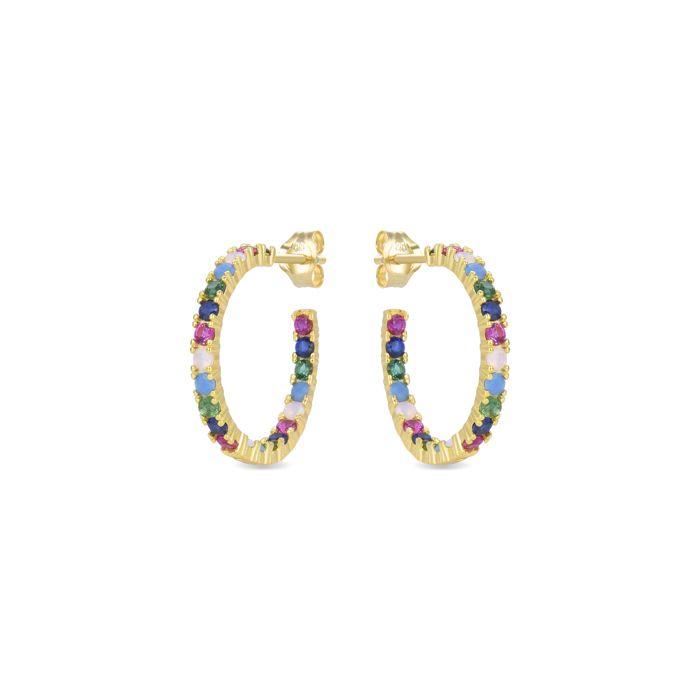Boucles d'oreilles - Luxenter - Azarlo - Argent 925 - Zircon multicolore - Or jaune 18kt