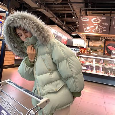 Zimní oblečení Ženy Kožešinový límec Parka s kapucí Teplá silná bunda Puffer Bunda s bavlněnou vycpávkou Dlouhý rukáv Zip Chlebový kabát