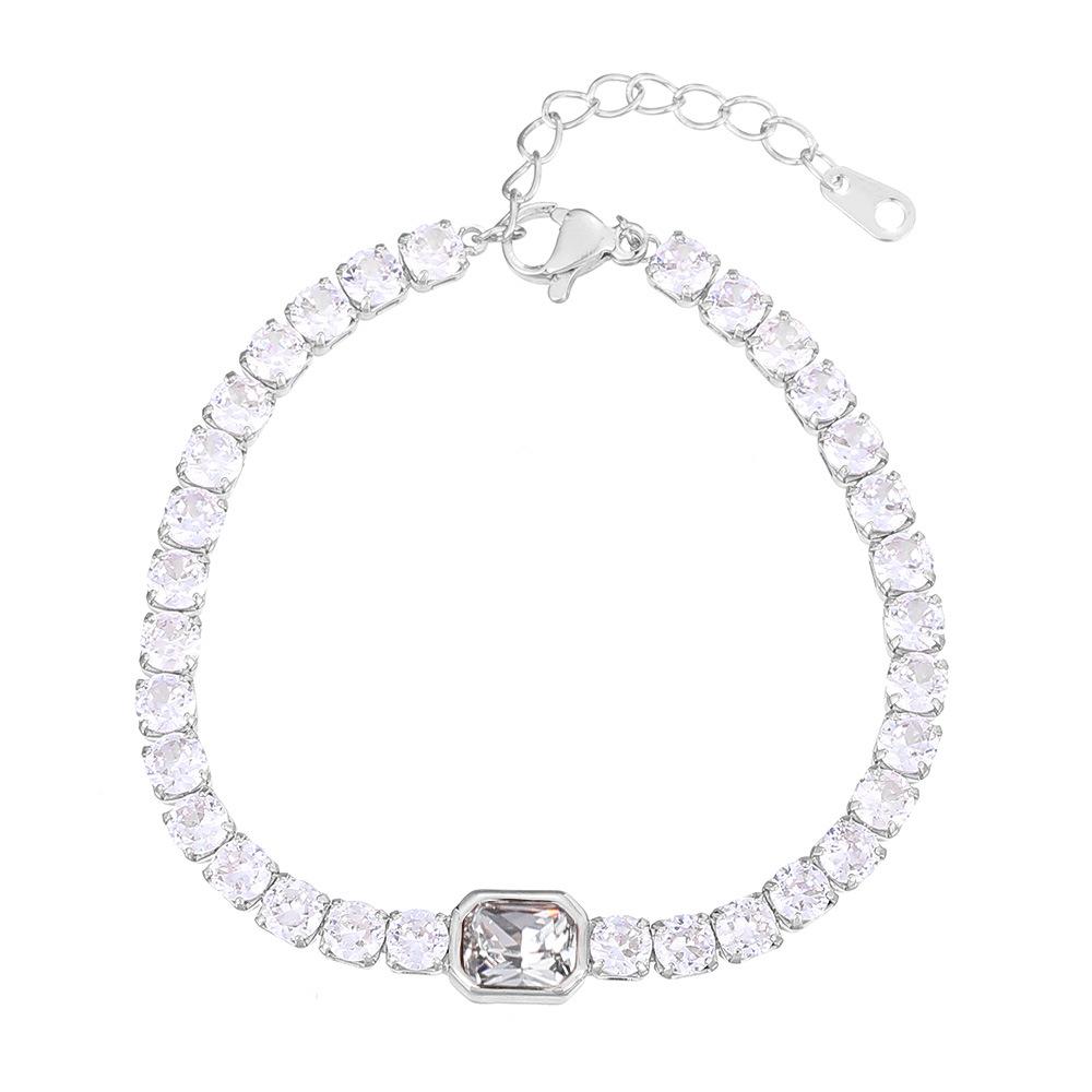 Популярный цвет Браслет Кубик сахара Женский Легкая роскошь Полный бриллиант Циркон Теннисная цепочка Ювелирные изделия