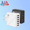 Universal 6-Port USB Charger with 3.1A Output - Compatible with EU, US, UK, and Korean Plugs