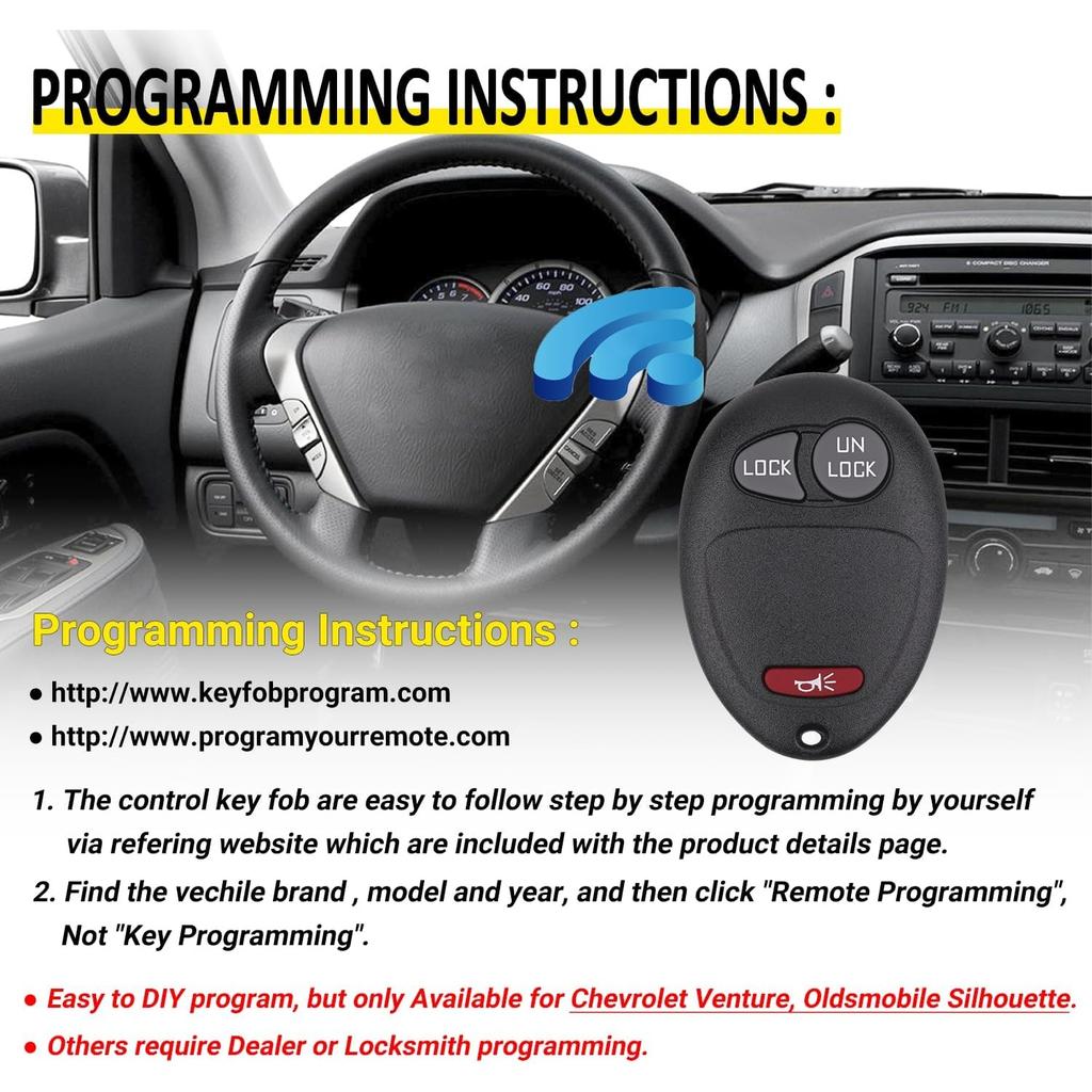 Schlüsselanhänger Keyless Entry Fernbedienung für Chevy Colorado Venture, GMC Canyon, Pontiac Montana, Isuzu i-280 i-290 i-350 i-370, Hummer H3 H3T, L2C0007T, 2 Stück