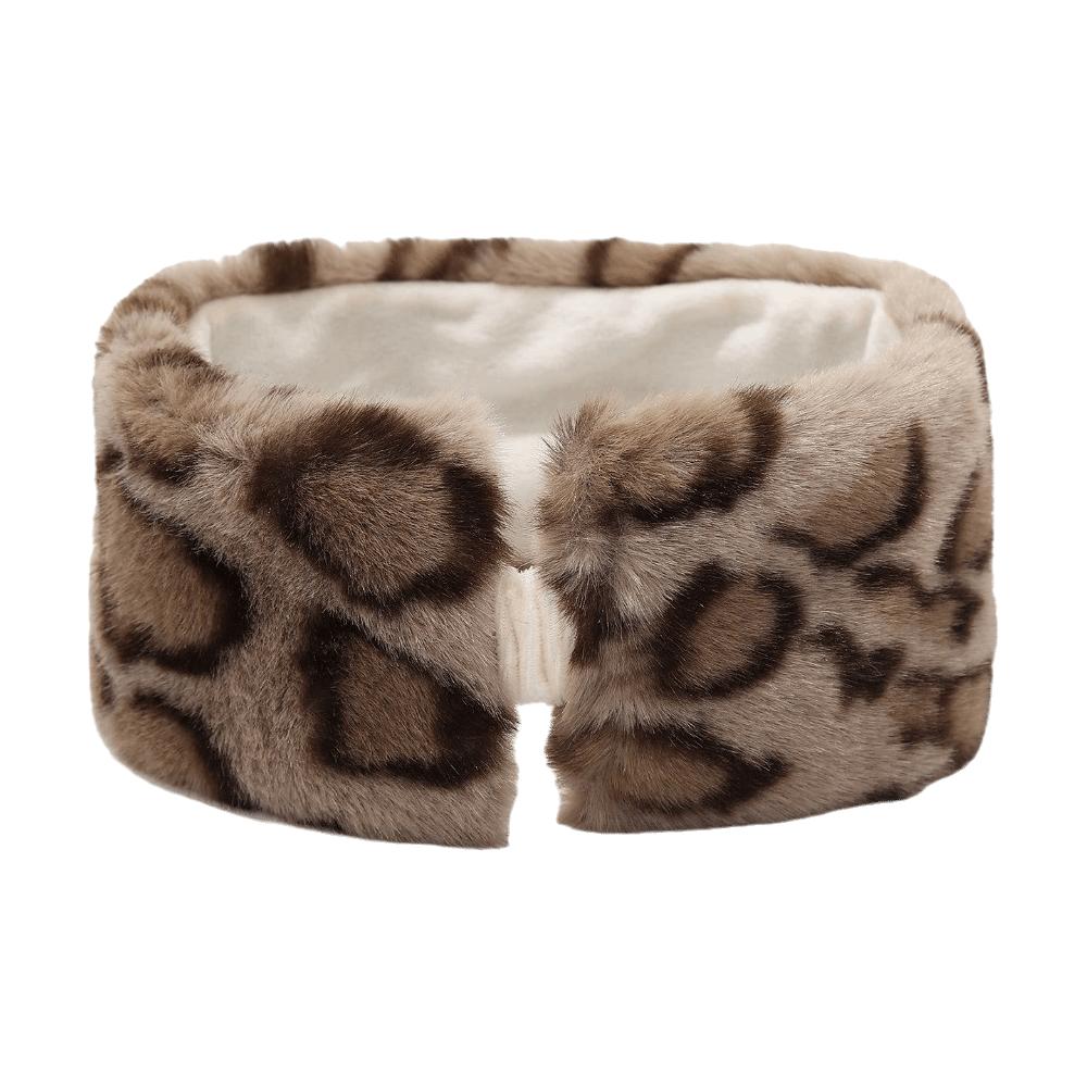 Windproof Leopard Print Headband Coldproof Ear Warmer Vintage Elastic Headband Winter