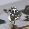 Verstellbarer, offener Fingerring für Damen in niedlicher Tier-Katzenform mit Strasssteinen