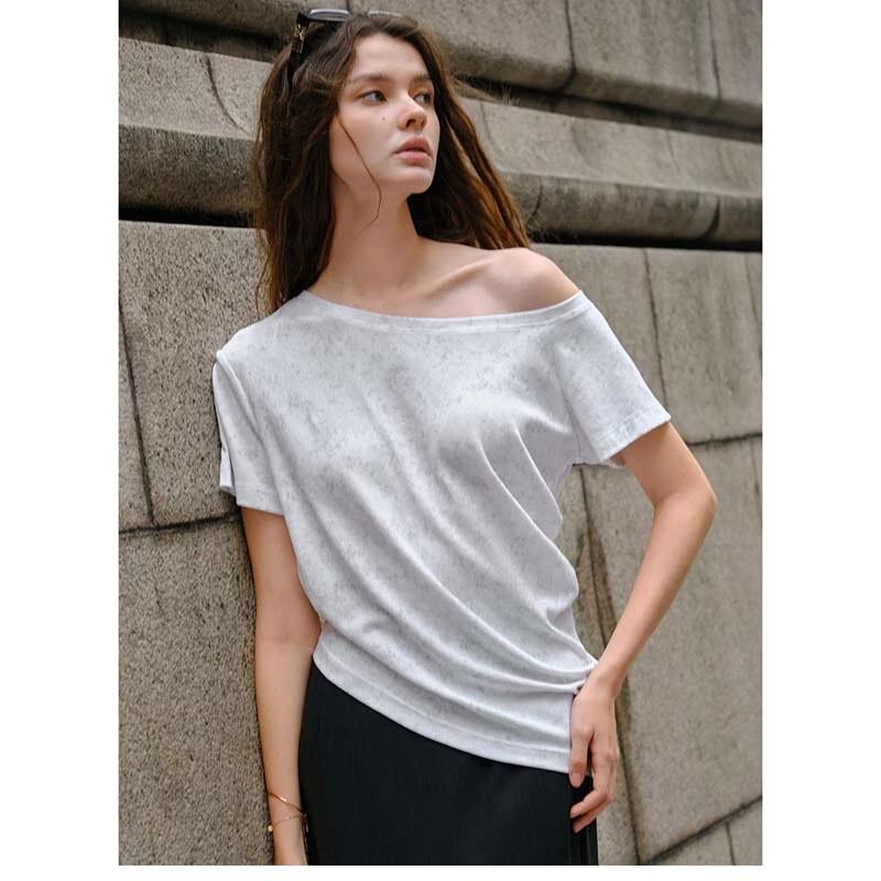 

Women s Casual Slanted Shoulder T-Shirt S
