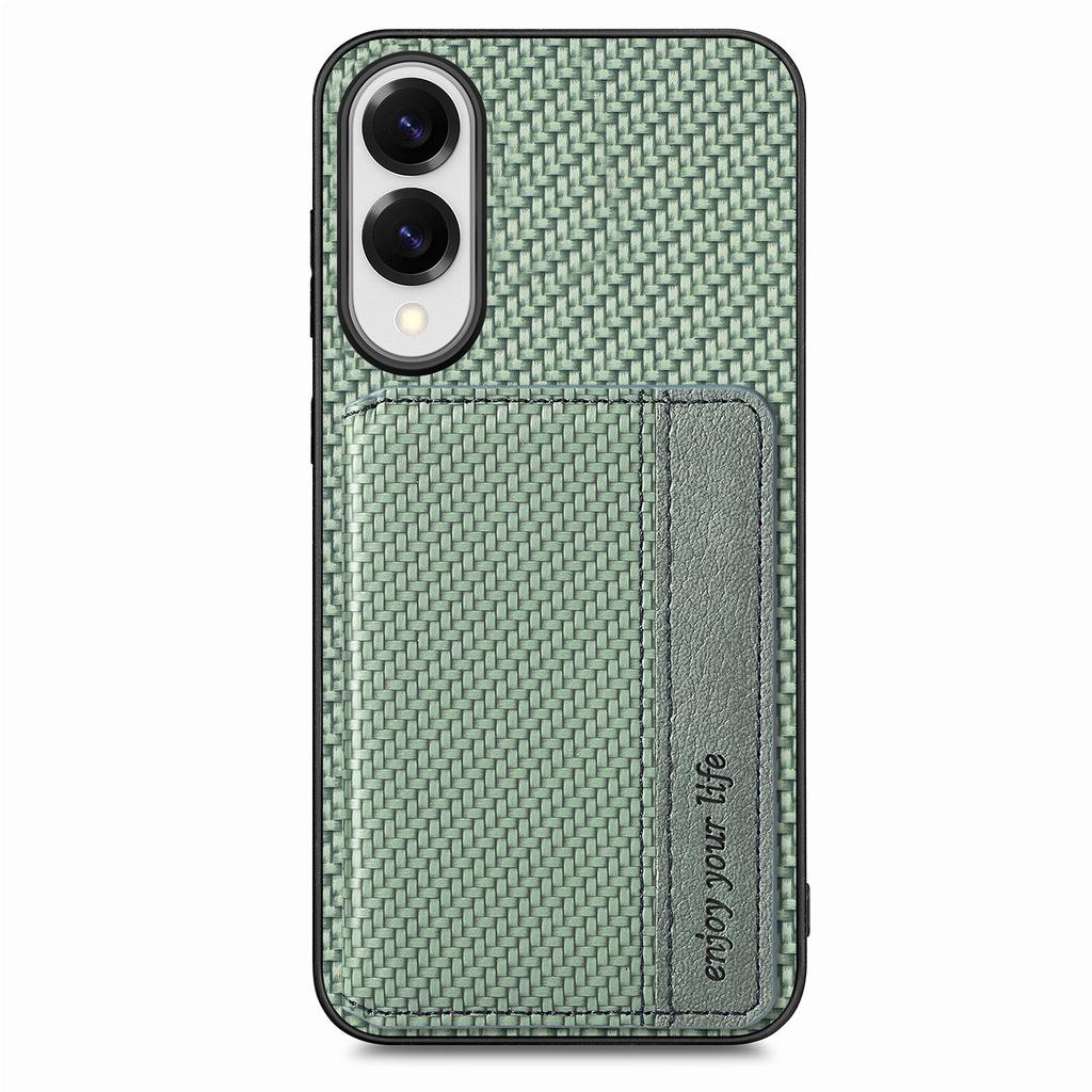 For Samsung Galaxy S25 Edge Case RFID Blocking Carbon Fiber Leather Phone Back Cover with Card Holder