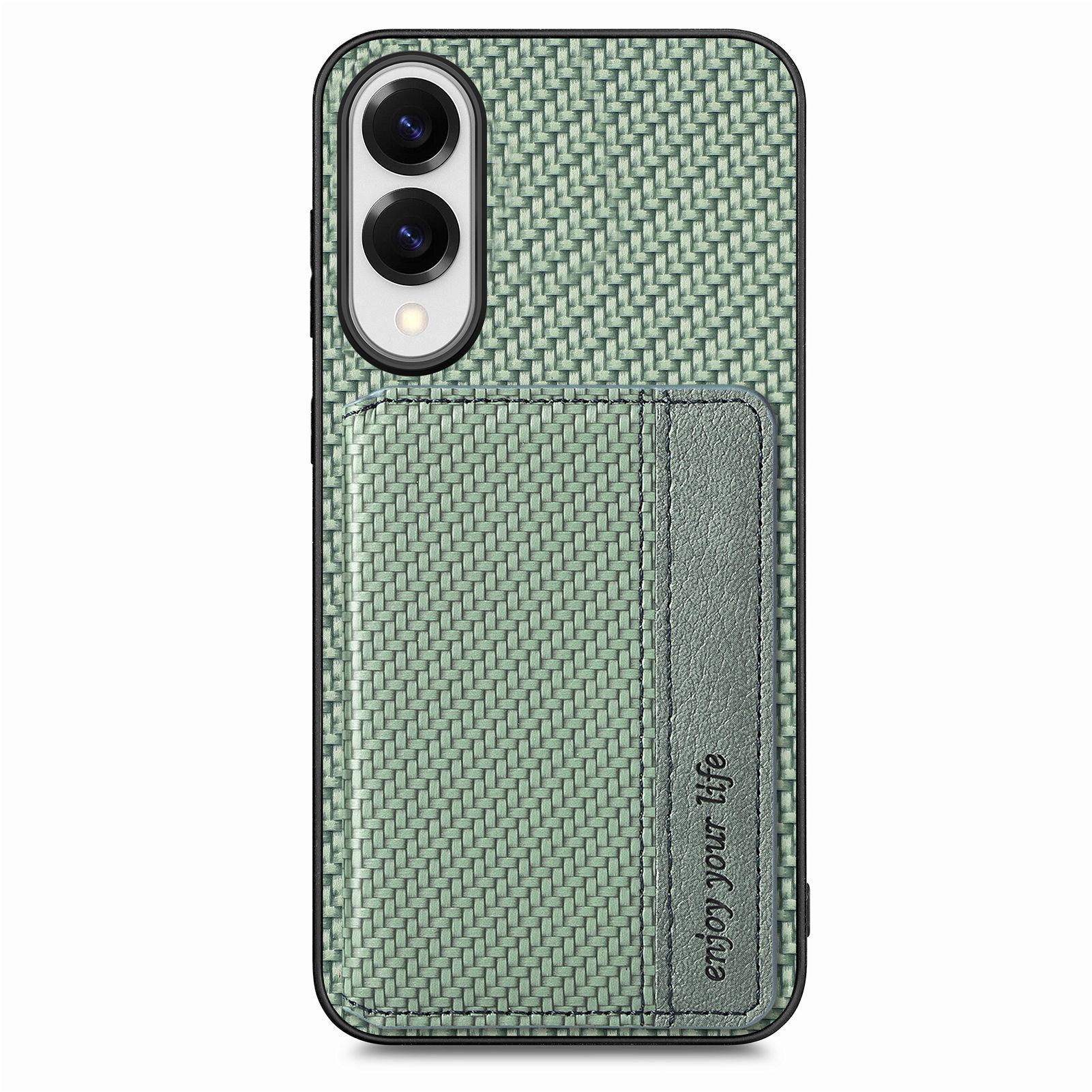 

Для Samsung Galaxy S25 Edge Чохол з блокуванням RFID Шкіряна задня кришка телефону з вуглецевого волокна з тримачем для карток E