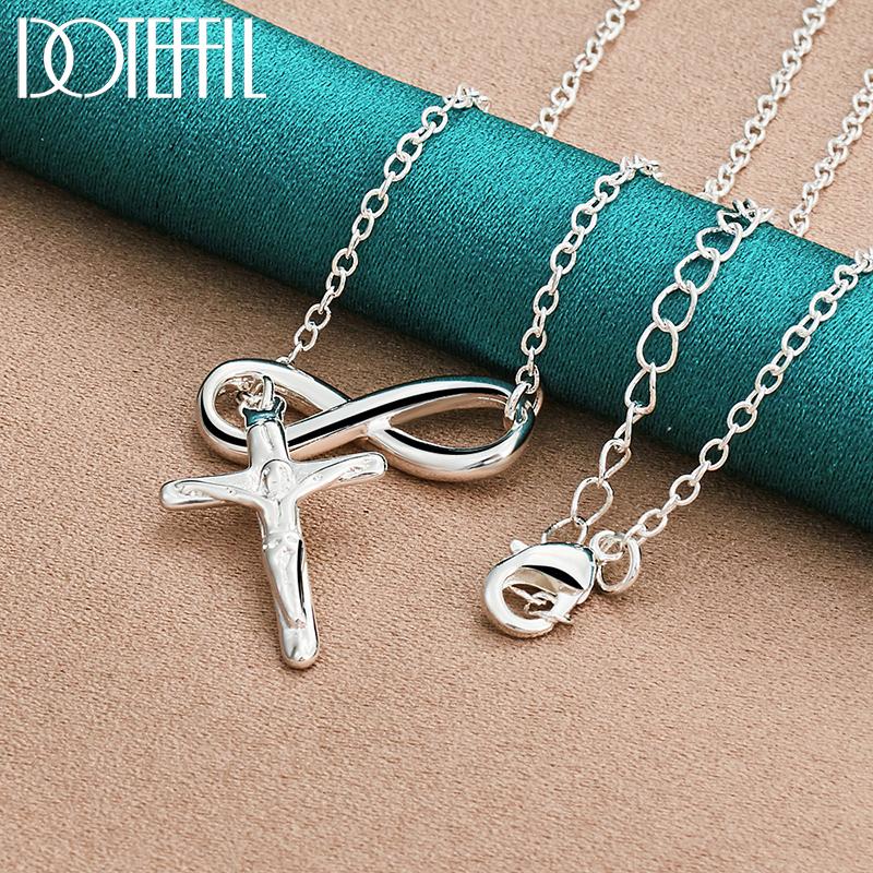 

925 стерлингового серебра крест кулон свадебное ожерелье ювелирные изделия модные украшения O-40cm