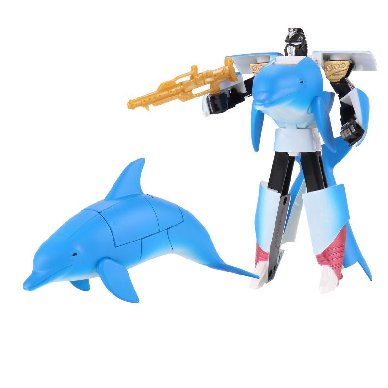 Transforming Toys 2 In 1 Transforming Robot Toy Ocean Animal Figures Toys Model Dolphin Whale Cool Toy Gift For Preschool небесно-голубой