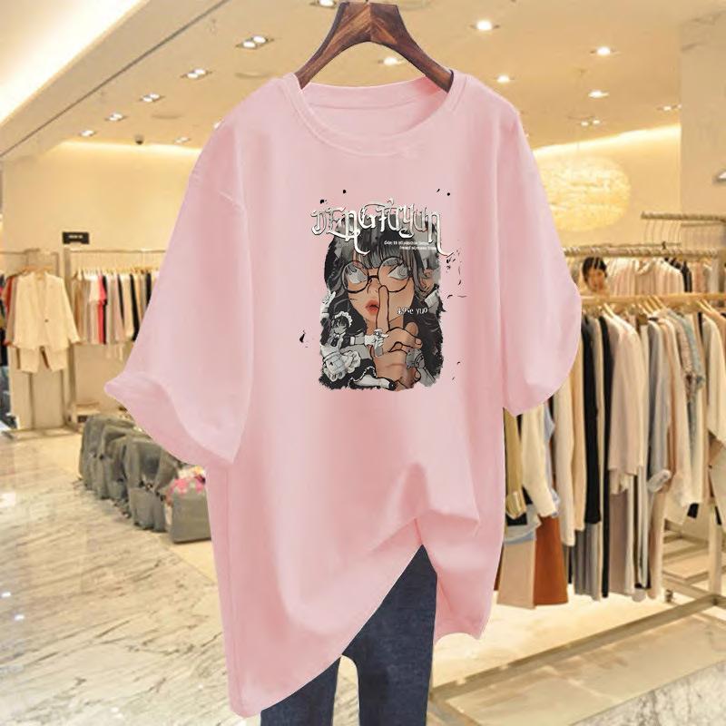 American Street Cartoon Printed Character Short-sleeved T-shirt Women's Summer High Street New Loose Couple Top