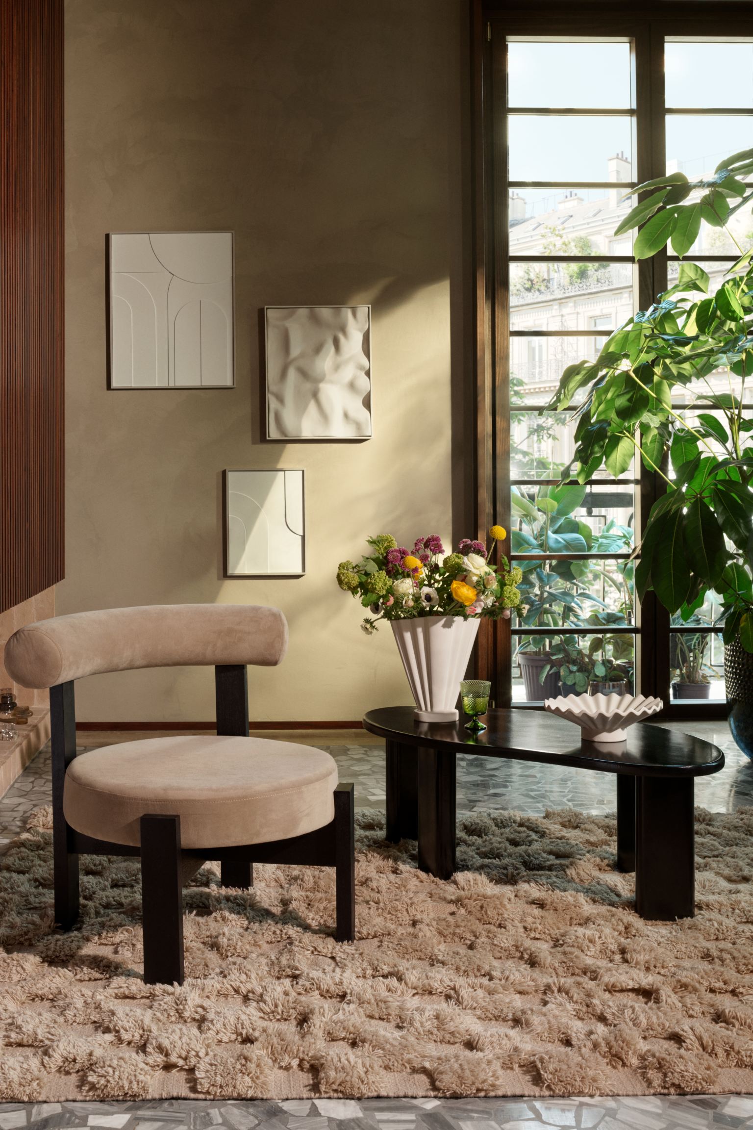 

Tufted-pattern wool-blend rug