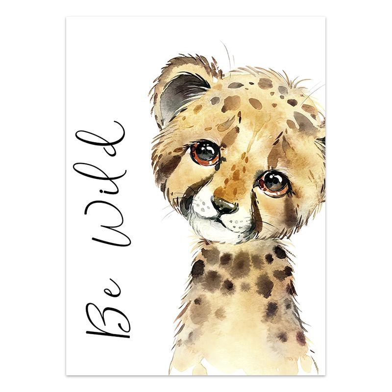 

Детский акварельный милый постер с животными слон лев жираф настенное искусство холст живопись скандинавские принты картина декор для детской комнаты питомника 21x30cm No Frame