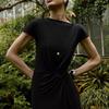 2025 Summer Fashion: European & American Short Sleeve Slimming Maxi Dress