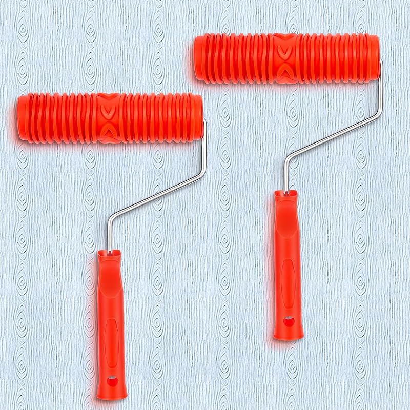 2 шт. 7-дюймовый текстурный валик, малярный валик с рисунком для декора стен, классический резиновый валик, инструмент-текстурный валик для добавления рисунка на густую эластомерную смесь EG300T