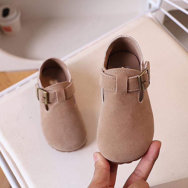 Kids Casual Buckle Strap Soft Sole Slip On Shoes 21 хаки