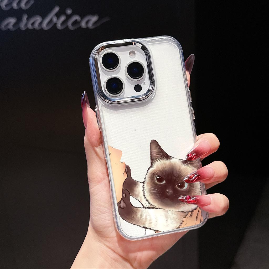 Cute Siamese Cat Phone Case for iPhone 17 Air 16E 16 15 Pro Max 14 Plus 13 12 Mini X Xs 8 7 Soft TPU Cover Coques Accessory